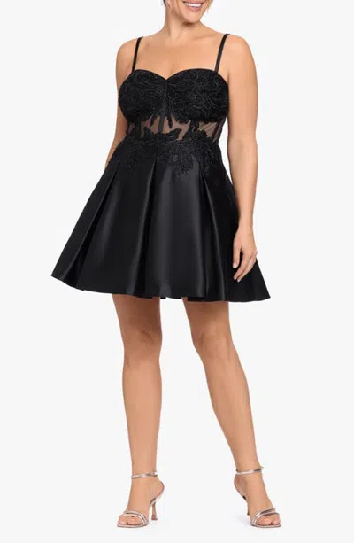 Blondie Nites Lace Bodice Party Dress In Black