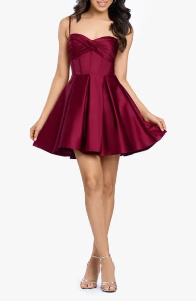 Blondie Nites Lamour Lace Back Fit & Flare Minidress In Burgundy