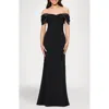 Blondie Nites Off The Shoulder Scuba Knit & Crepe Mermaid Gown In Black