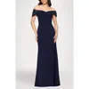 Blondie Nites Off The Shoulder Scuba Knit & Crepe Mermaid Gown In Blue