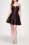 Blondie Nites Satin Minidress In Brown