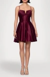 Blondie Nites Satin Minidress In Burgundy