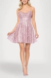 Blondie Nites Sequin & Glitter Minidress In Pink