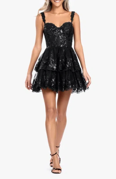 Blondie Nites Sequin Lace Minidress In Black