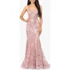 Blondie Nites Sequin Mesh Mermaid Gown In Rose