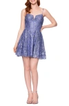 Blondie Nites Juniors Short Corset Glitter Party Dress In Blue