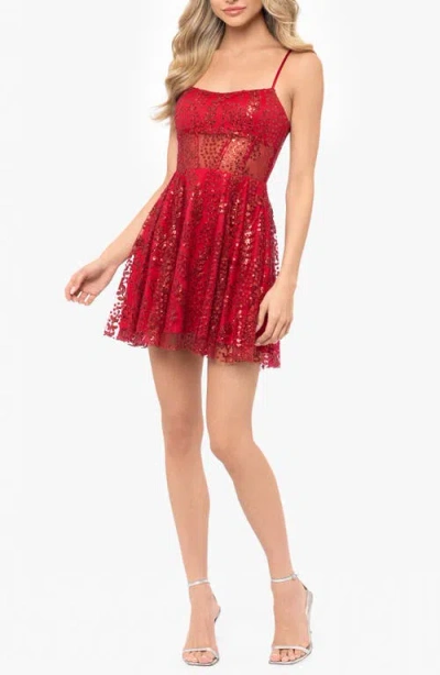 Blondie Nites Sequin Minidress In Red