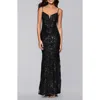 Blondie Nites Sequin Rose Gown In Black