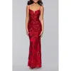 Blondie Nites Sequin Rose Gown In Red