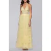 Blondie Nites Tiered Mesh Gown In Yellow