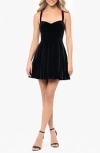 Blondie Nites Velvet Minidress In Black/hot Pink