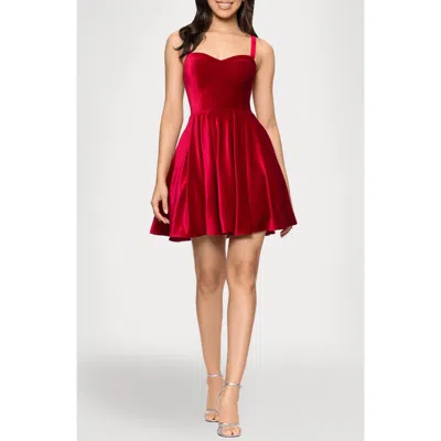 Blondie Nites Velvet Minidress In Red