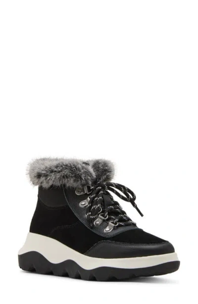 Blondo Ante Waterproof Faux Fur Trim Boot In Black Suede