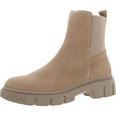 Blondo Bandit Womens Zipper Suede Chelsea Boots In Beige