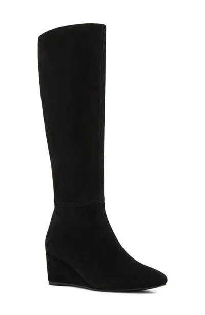 Blondo Bertha Waterproof Leather Knee High Wedge Boot In Black