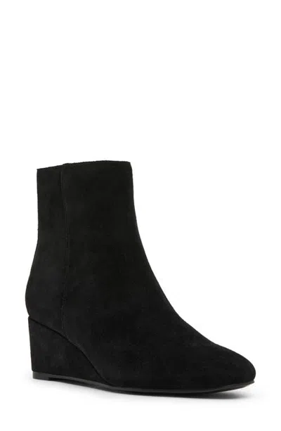 Blondo Blithe Waterproof Leather Wedge Bootie In Black Suede