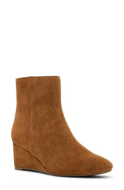 Blondo Blithe Waterproof Leather Wedge Bootie In Camel Suede
