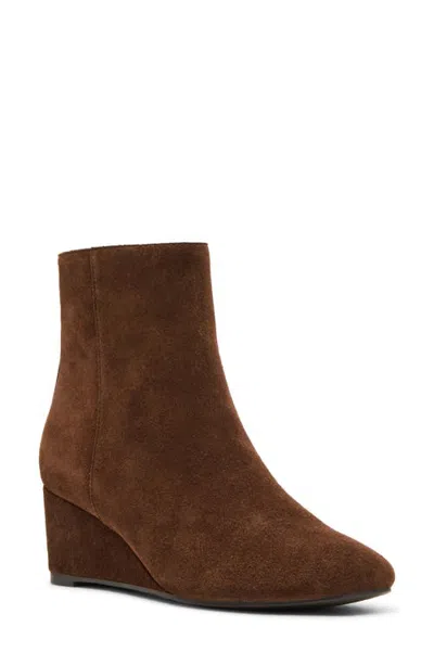 Blondo Blithe Waterproof Leather Wedge Bootie In Chocolate Suede