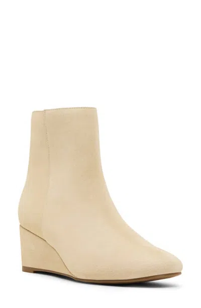 Blondo Blithe Waterproof Leather Wedge Bootie In Sand Suede