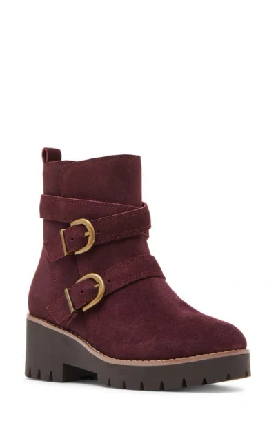 Blondo Dazie Waterproof Buckle Bootie In Wine Suede