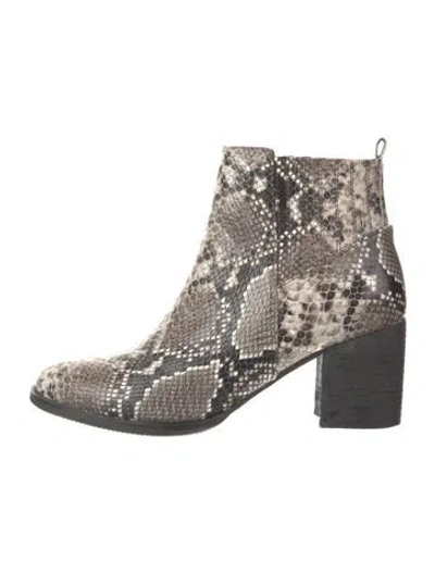 Pre-owned Blondo Embossed Leather Animal Print Boots In Neutral
