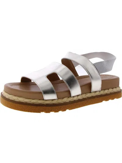 Blondo Frankee Womens Faux Leather Platform Slingback Sandals In Silver