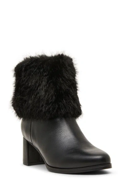 Blondo Hinata Water Resistant Faux Fur Leather Bootie In Black