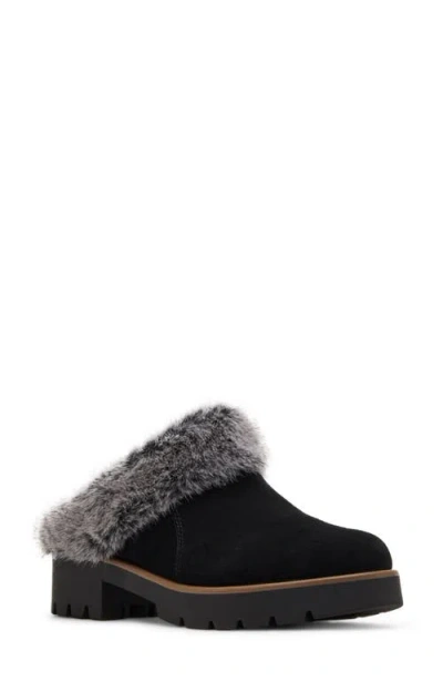 Blondo Karoline Faux Fur Clog In Black Suede