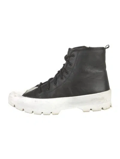 Pre-owned Blondo Leather Chunky Sneakers In Black