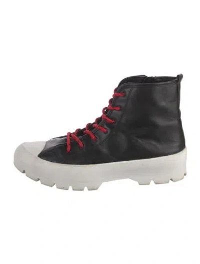 Pre-owned Blondo Leather Chunky Sneakers In Black/white