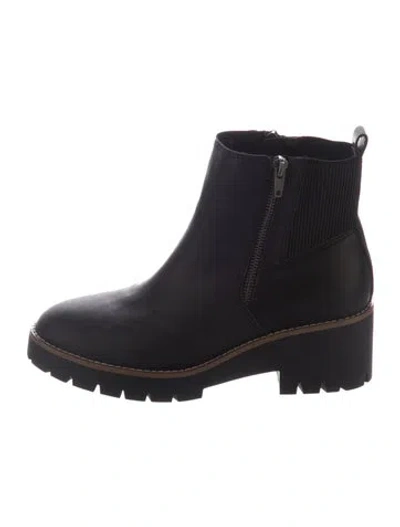 Pre-owned Blondo Leather Moto Boots In Black/blue