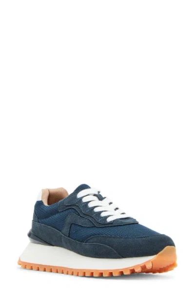 Blondo Lois Retro Waterproof Running Sneaker In Navy Suede