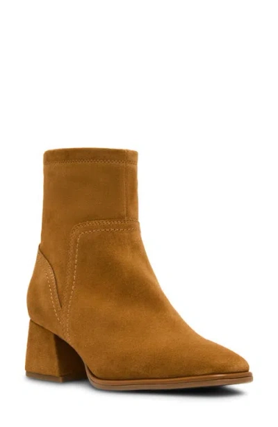 Blondo Marina Waterproof Stretch Suede Block Heel Bootie In Brown