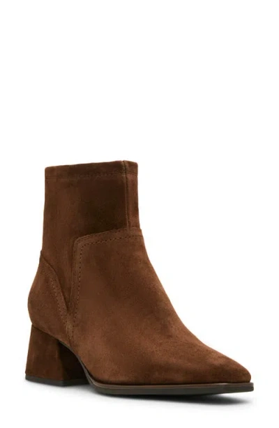 Blondo Marina Waterproof Stretch Suede Block Heel Bootie In Brown