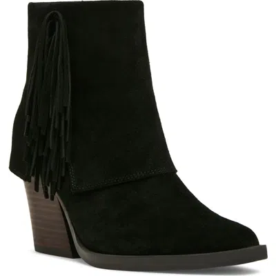 Blondo Odessa Fringe Block Heel Bootie In Black