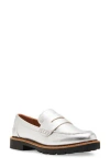 Blondo Peyton Waterproof Loafer In Silver Leather