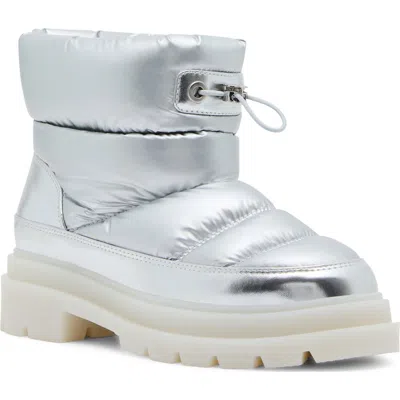 Blondo Polar Waterproof Puffer Boot In Silver Nylon/pu