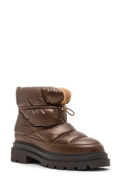 Blondo Pya Waterproof Puffer Boot In Chocolate Nylon/suede