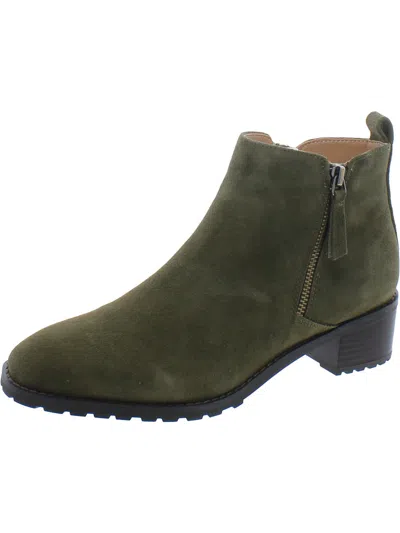 Blondo Samara Womens Suede Square Toe Ankle Boots In Olive Suede