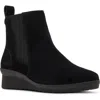 Blondo Stringer Waterproof Wedge Bootie In Black Suede