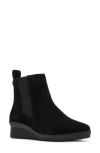 Blondo Stringer Waterproof Wedge Bootie In Black Suede