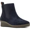 Blondo Stringer Waterproof Wedge Bootie In Navy Suede