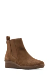 Blondo Stringer Waterproof Wedge Bootie In Taupe Suede