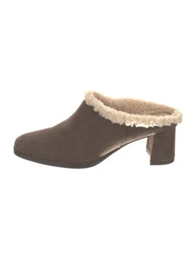Pre-owned Blondo Suede Colorblock Pattern Mules In Brown