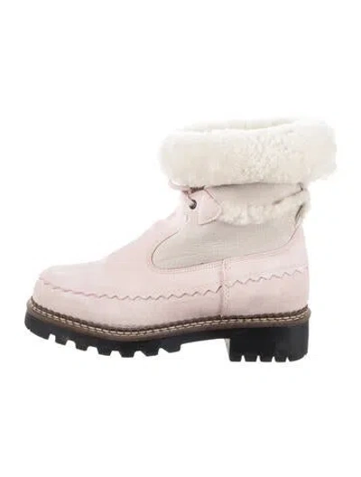 Pre-owned Blondo Suede Combat Boots In Pink