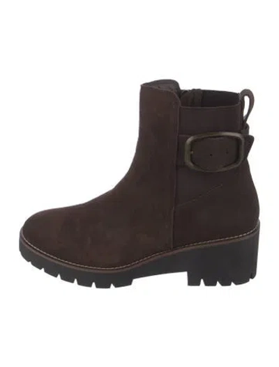 Pre-owned Blondo Suede Moto Boots In Brown