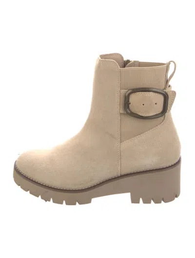 Pre-owned Blondo Suede Moto Boots In Neutrals