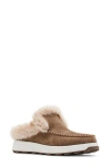Blondo Victor Waterproof Faux Fur Slipper In Taupe Suede