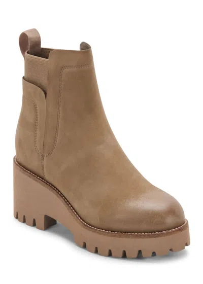 Blondo Women's Danika Lugsole Nubuck Waterproof Bootie In Taupe In Gray