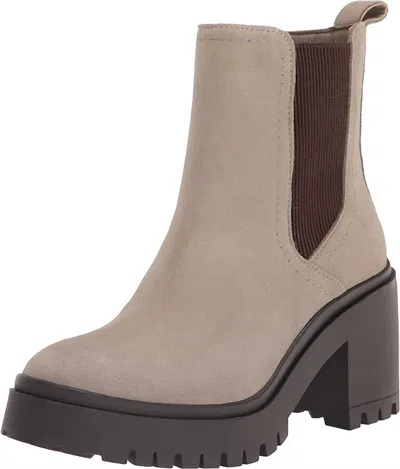 Blondo Women's Raquel Chelsea Boot In Light Grey Cow Suede/textile In Brown